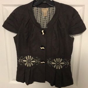 Anthropologie Elevenses Linen Blazer